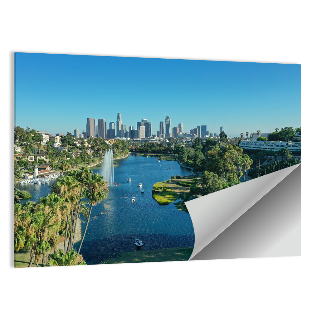 Echo Park Fountain and Downtown Skyline Wall Art