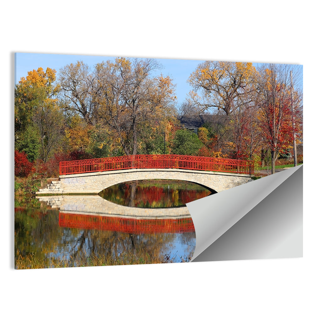 Tenney Park Stone Bridge Reflection Wall Art