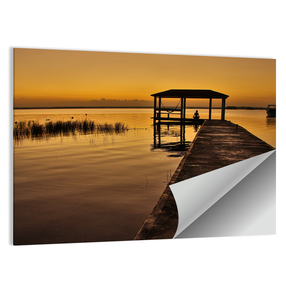 Bacalar Lagoon Pier at Dusk Wall Art