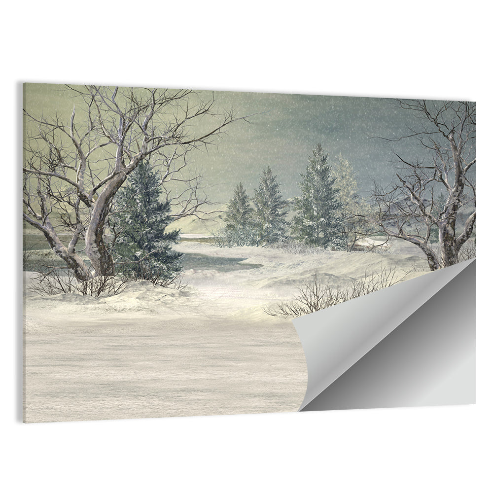 Snowy Forest with Frozen Pond Wall Art