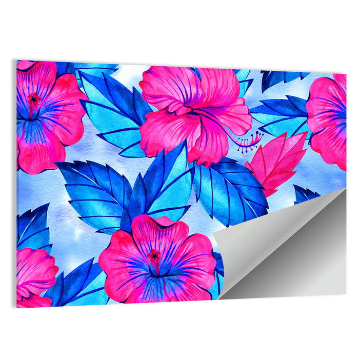 Tropical Hibiscus Pattern Wall Art as a poster print