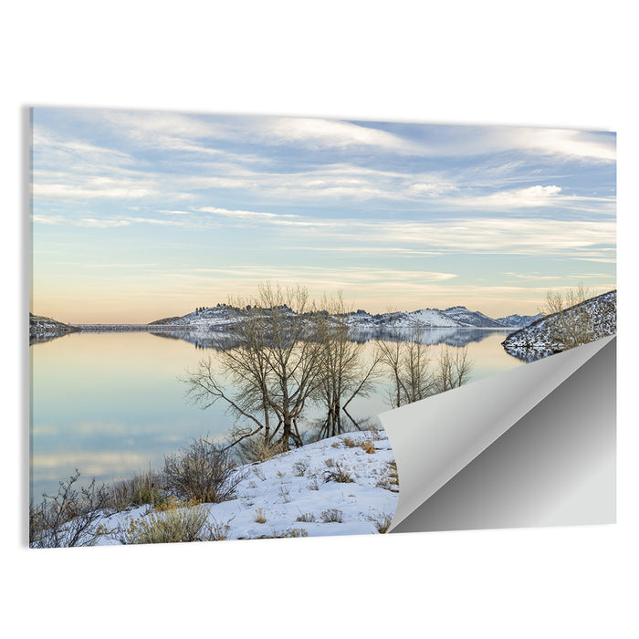 Horsetooth Reservoir Frozen Reflection Wall Art as a poster print