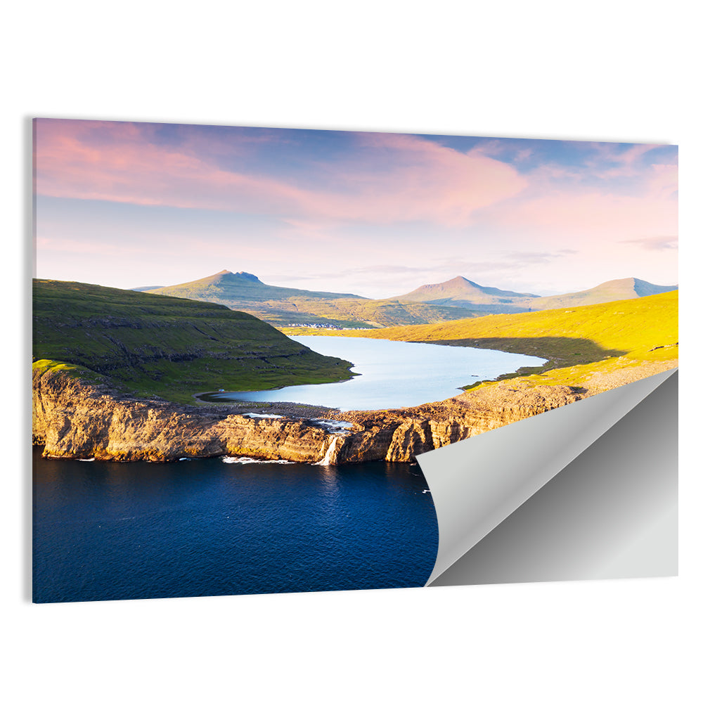 Sørvágsvatn Cliffs at Golden Hour Wall Art