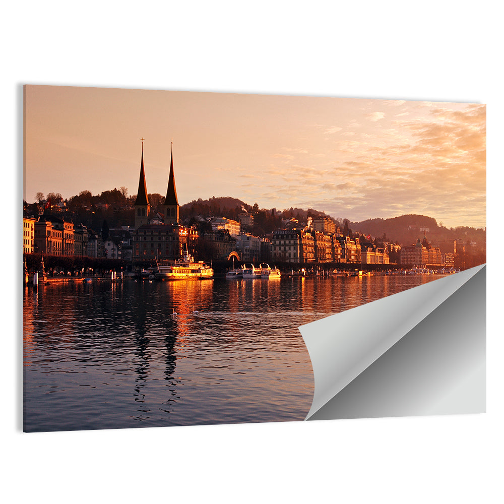 Lucerne Lake Sunset Skyline Wall Art