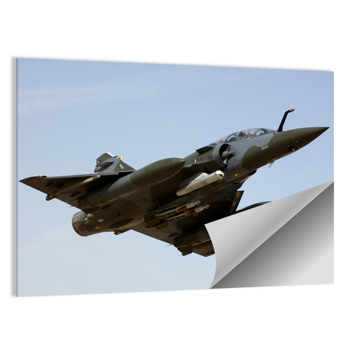 Camouflaged Fighter Jet in Flight Wall Art as a poster print