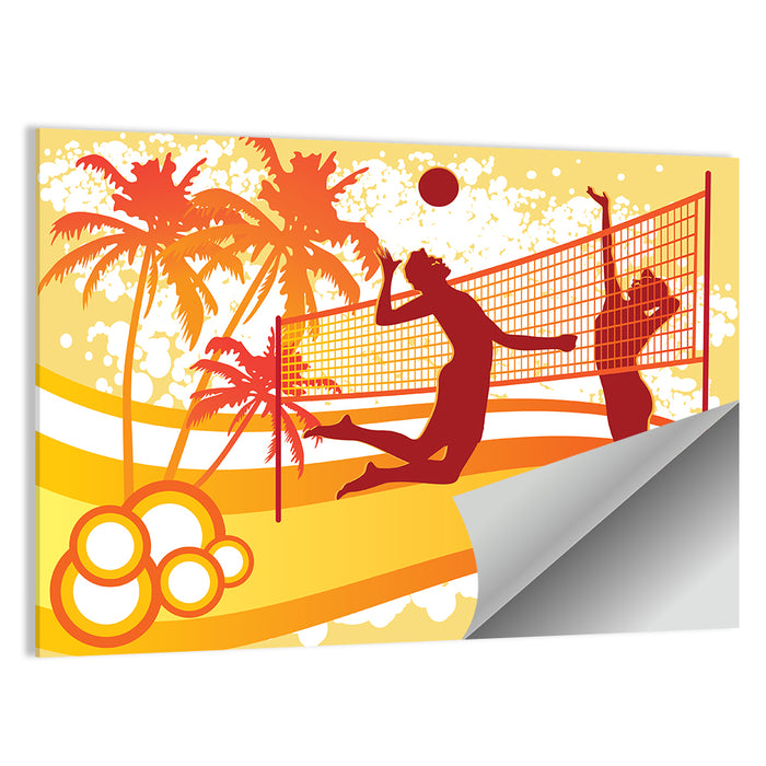 Beach Volleyball Silhouette Wall Art as a poster print