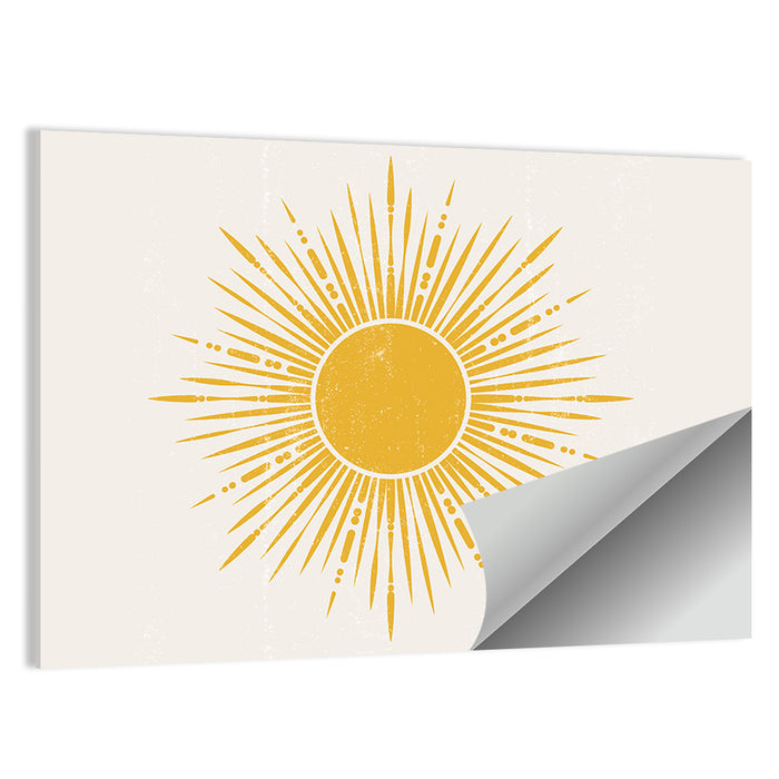 Golden Sunburst Boho Minimalist Wall Art as a poster print