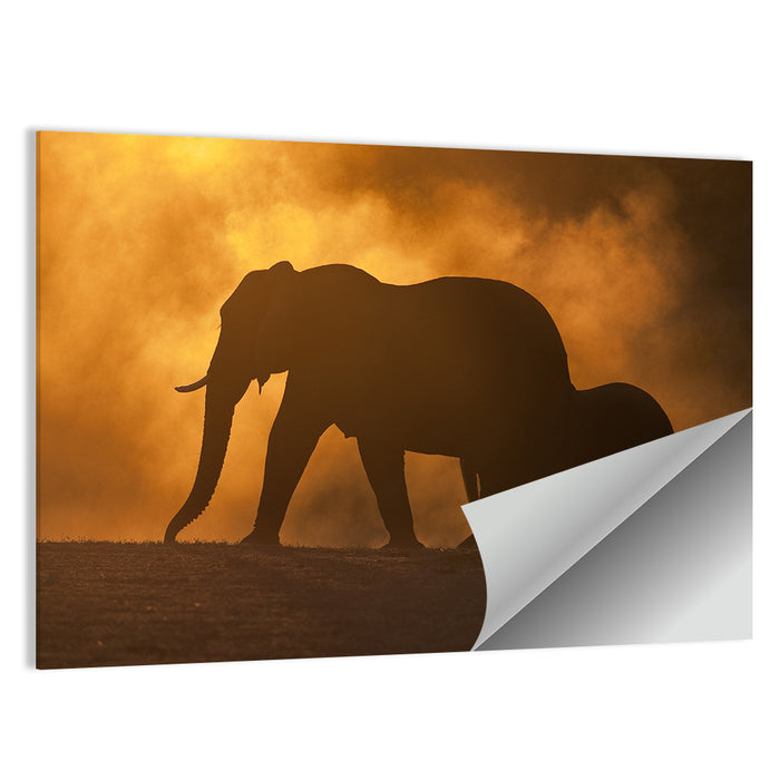 African Elephant Silhouette at Dusk Wall Art as a poster print