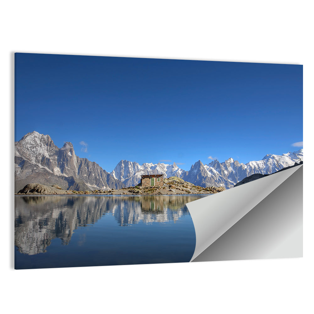 Stone Cabin on Mountain Lake Wall Art