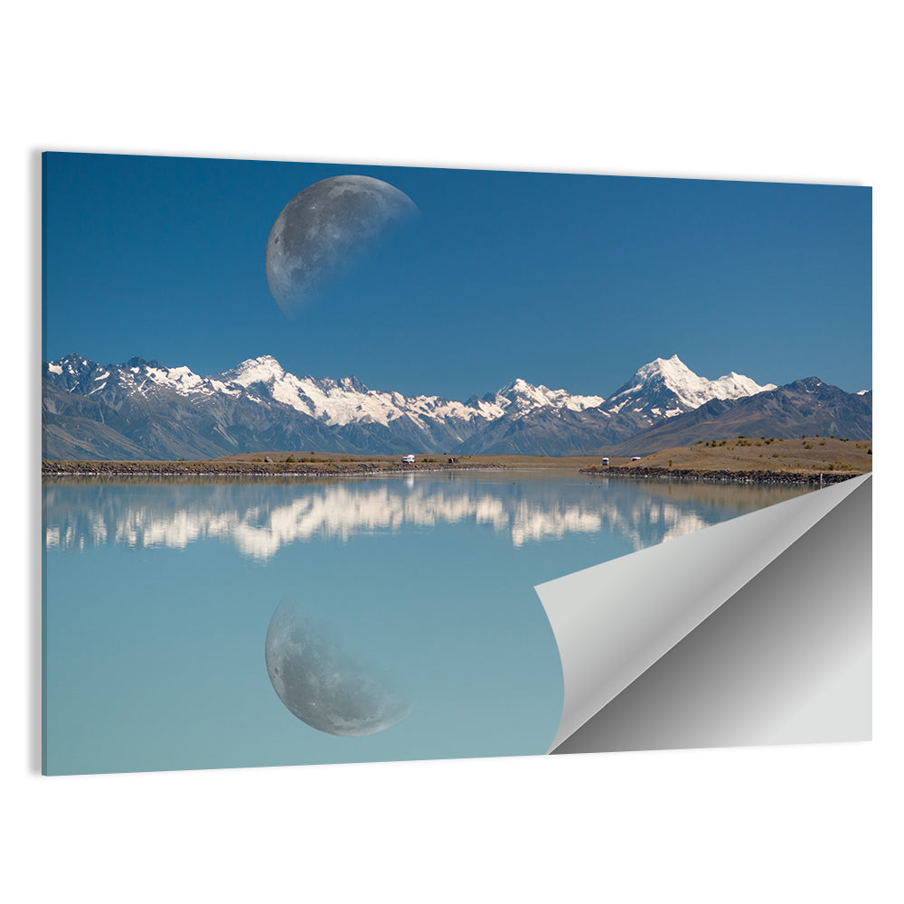 Moon Over Mt Cook and Lake Pukaki Wall Art