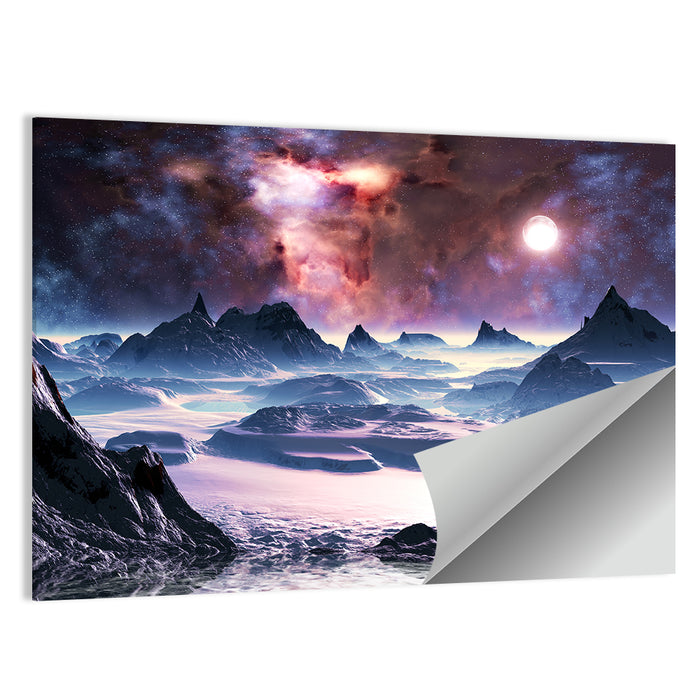 Alien Planet Winter Aurora Wall Art as a poster print