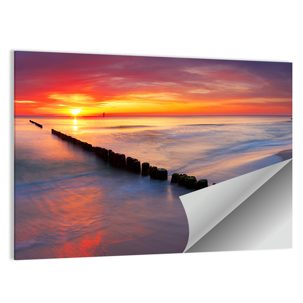 Sunrise Over Baltic Breakwater Wall Art, poster print, landscape