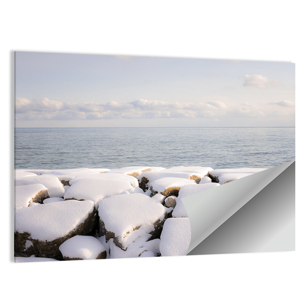 Lake Ontario Snowy Rocks Wall Art