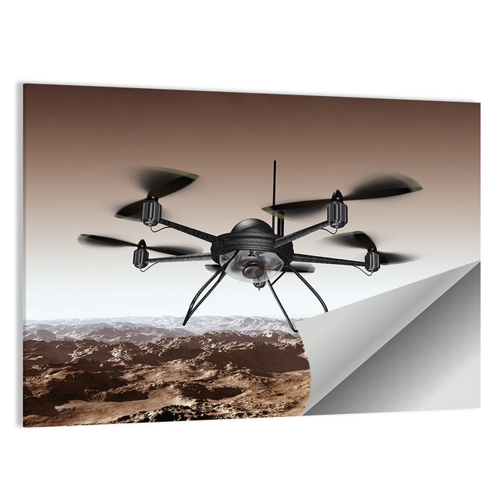 Spy Drone Over Arid Landscape Wall Art as a poster print