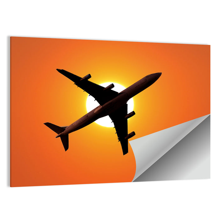 Sunrise Airplane Silhouette Wall Art as a poster print