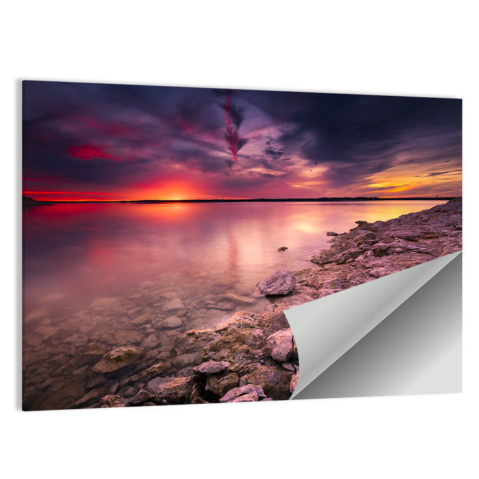 Benbrook Lake Sunset Reflection Wall Art as a poster print