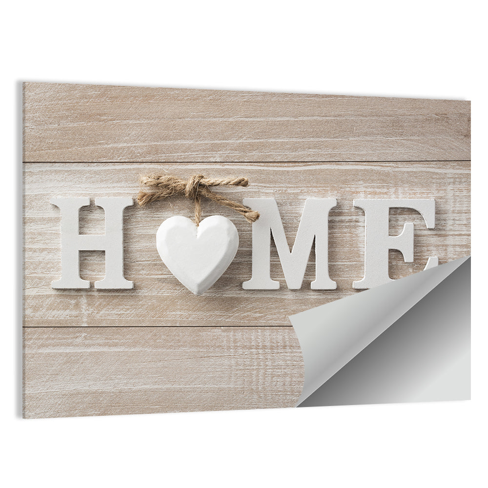 Home with Heart and Twine Wall Art
