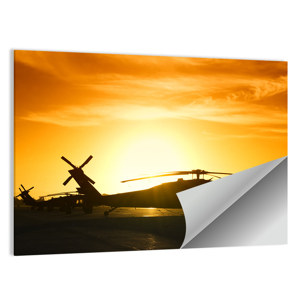 Helicopter Squadron at Sunset Wall Art