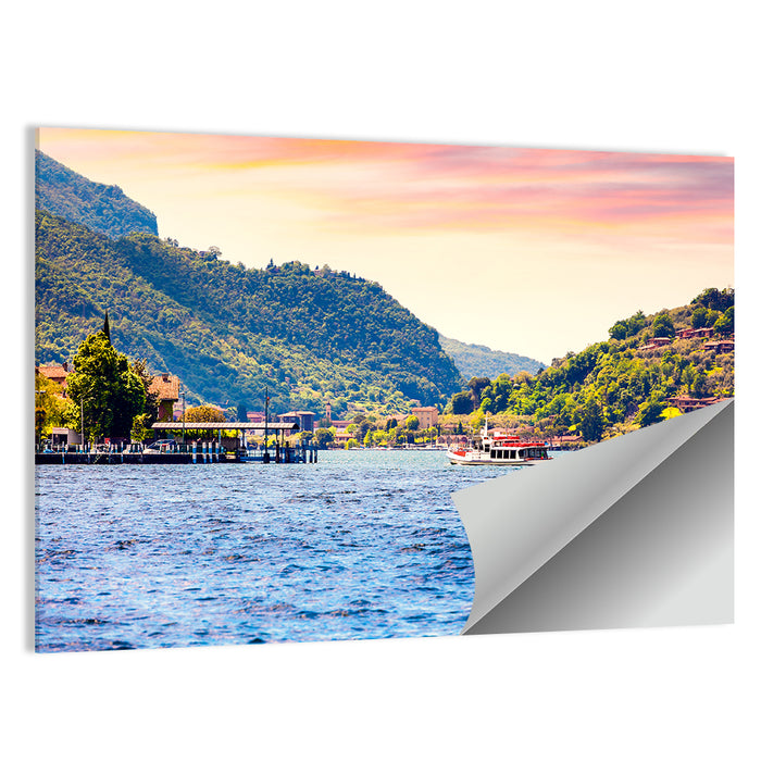 Lake Iseo Morning Harbor Wall Art as a poster print