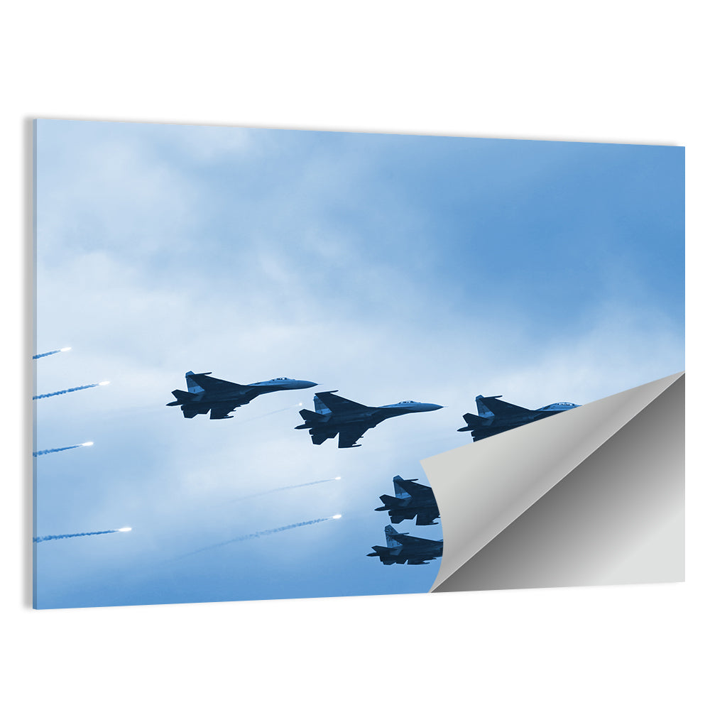 Five Fighter Jets in Formation Wall Art