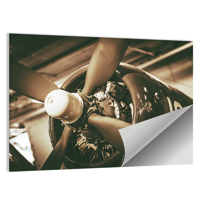 Vintage Military Propeller Plane Wall Art as a poster print