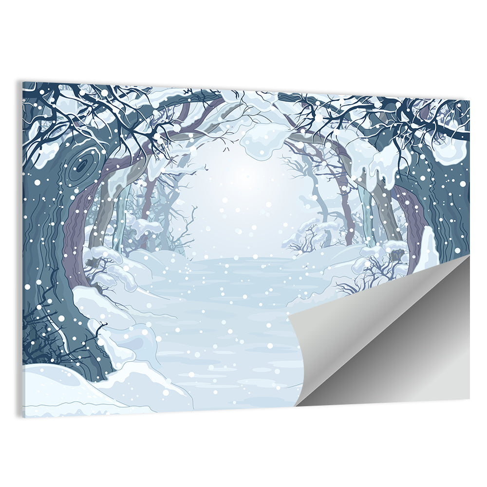 Winter Forest Path Illustration Wall Art