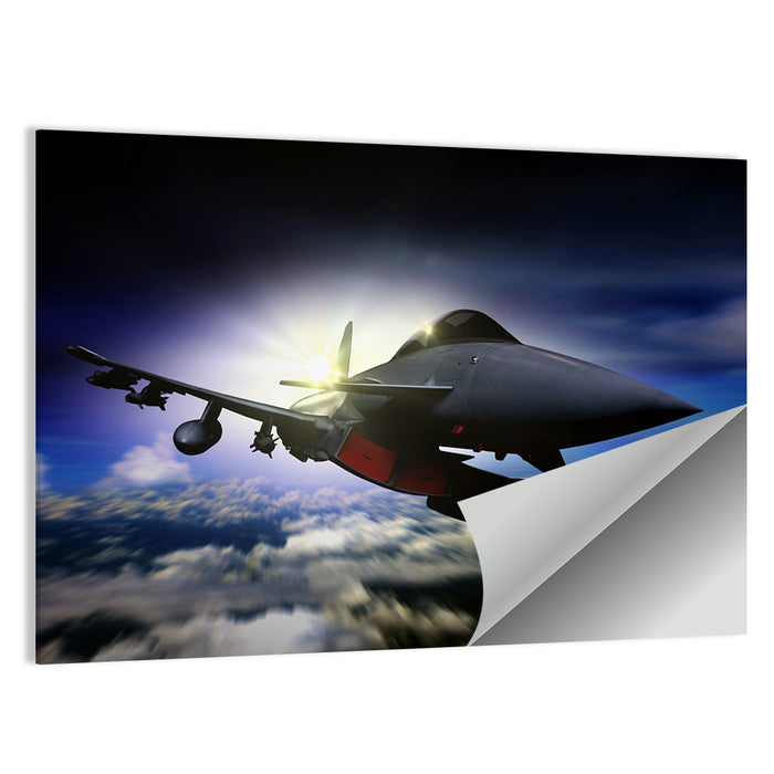 Sunrise Fighter Jet Wall Art as a poster print