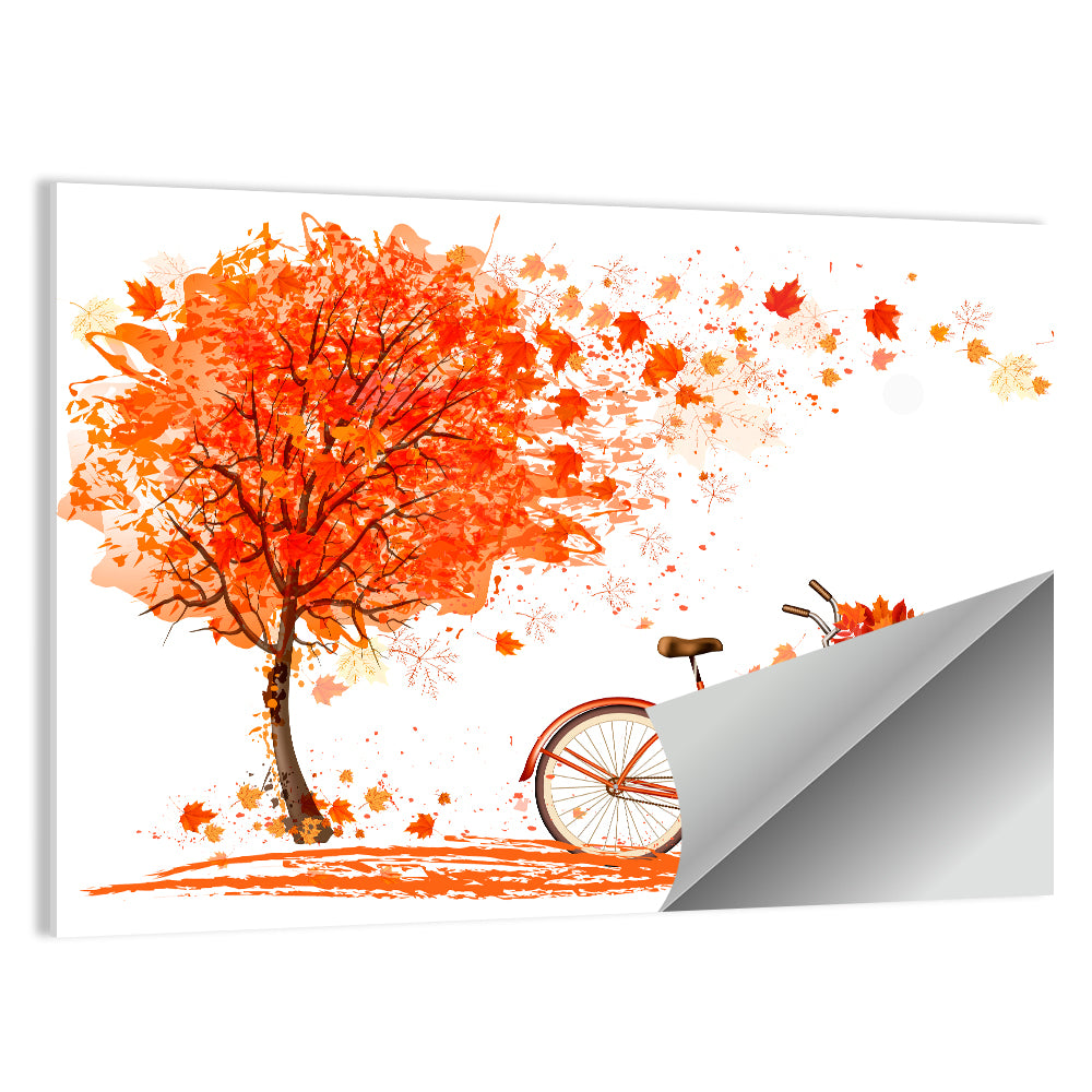 Autumn Bicycle Illustration Wall Art