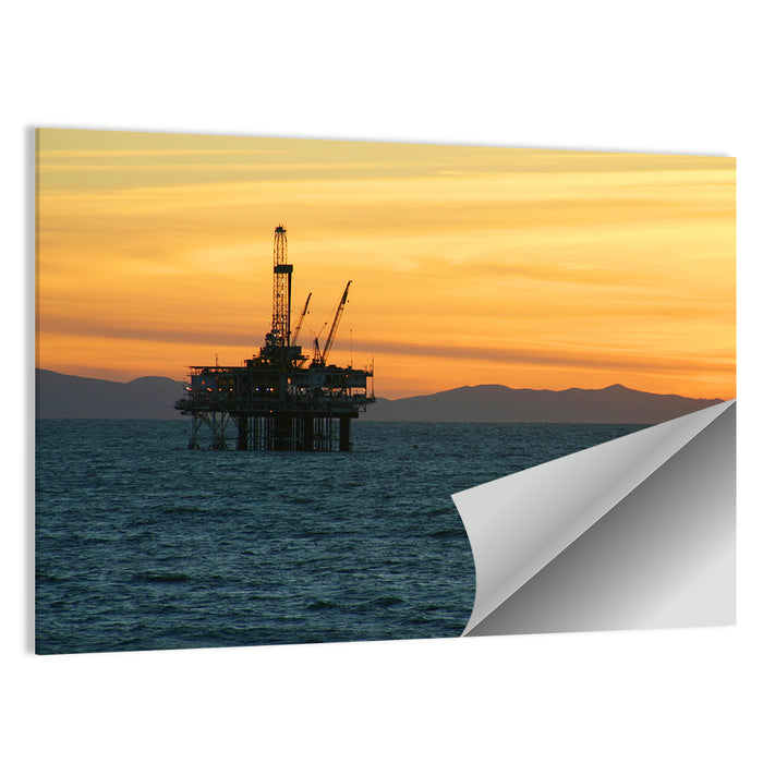 California Oil Rig at Sunset Wall Art as a poster print