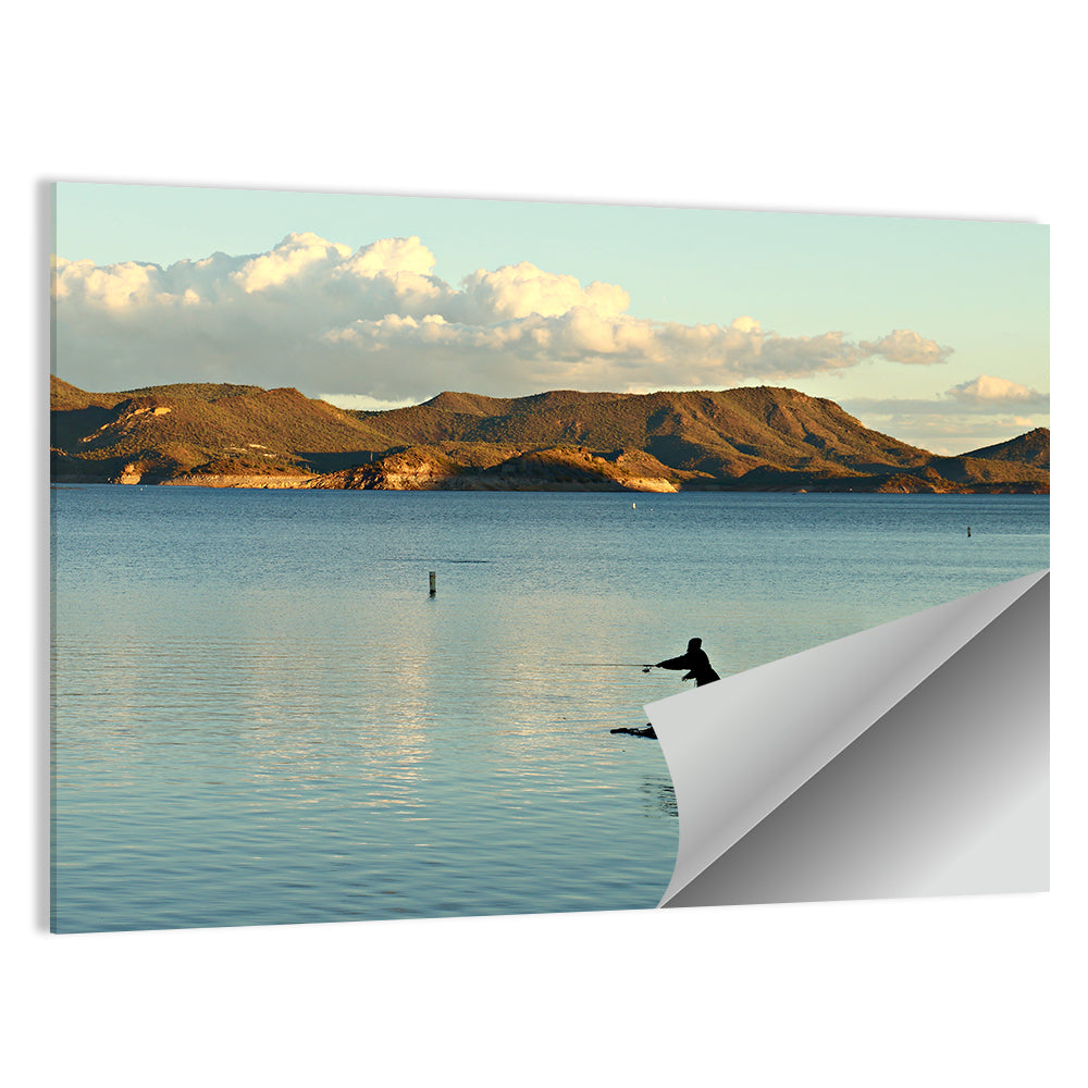 Lake Pleasant Fisherman Silhouette Wall Art