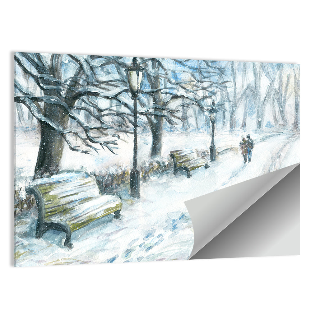 Couple's Winter Walk Wall Art