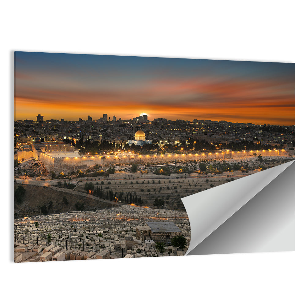 Jerusalem Sunset Over Temple Mount Wall Art