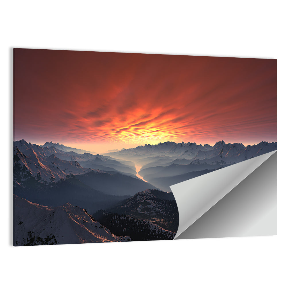 Snow-capped Mountain Sunset Wall Art