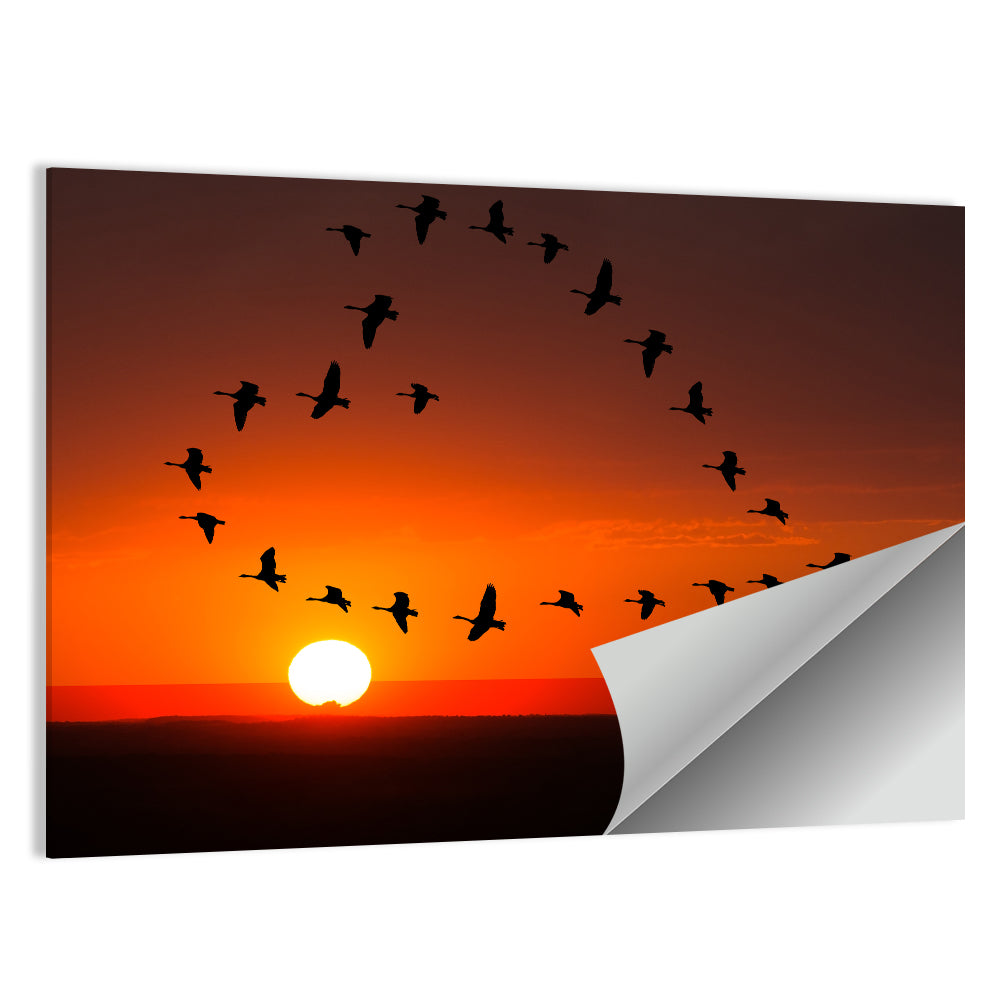 Heart-shaped Flock of Birds Wall Art