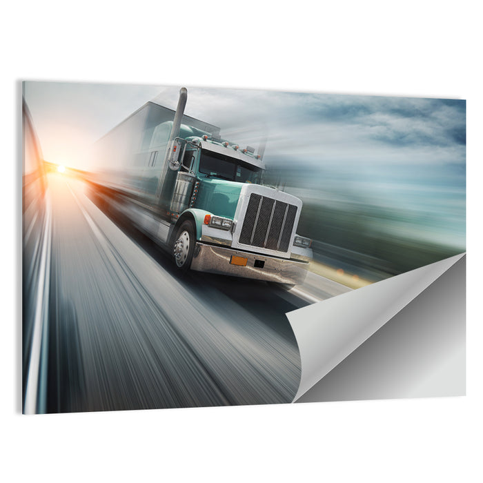 American Semi Truck in Motion Wall Art as a poster print