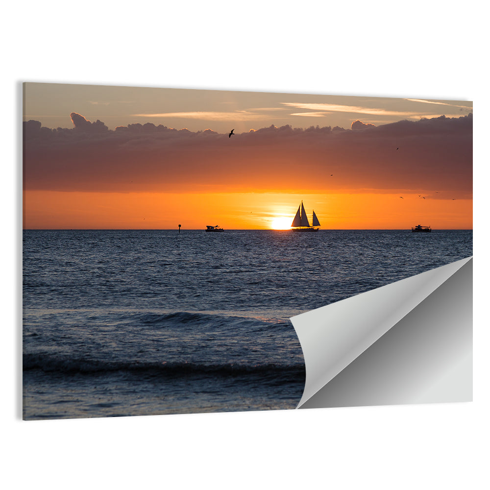 Florida Sailboat Sunset Wall Art
