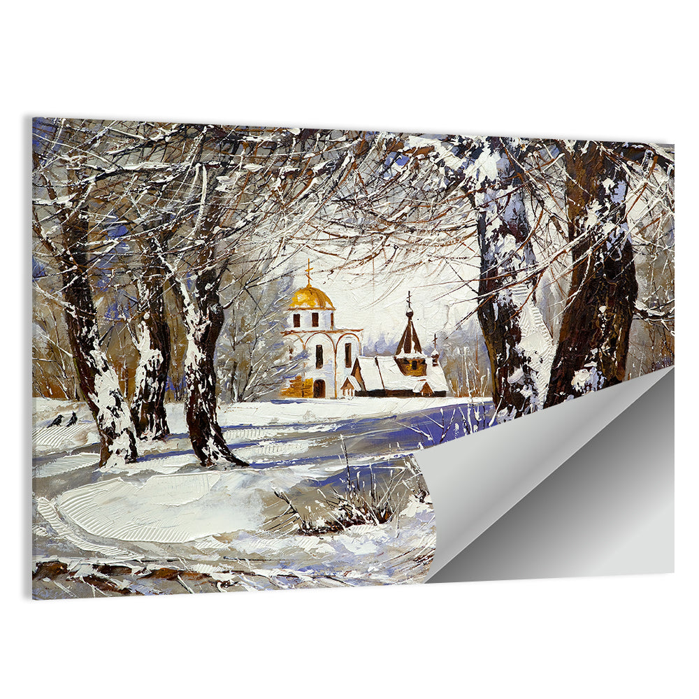 Winter Church with Gold Dome Wall Art