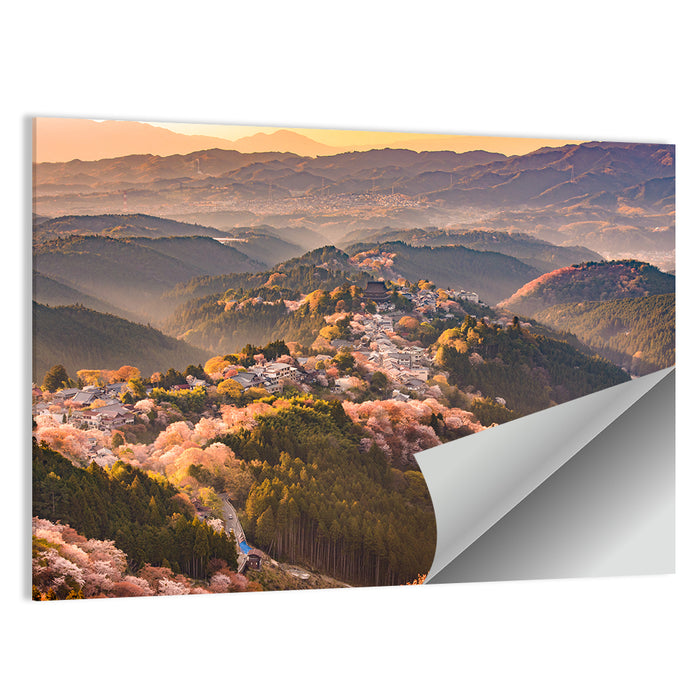 Mount Yoshino Cherry Blossom Valley Wall Art as a poster print