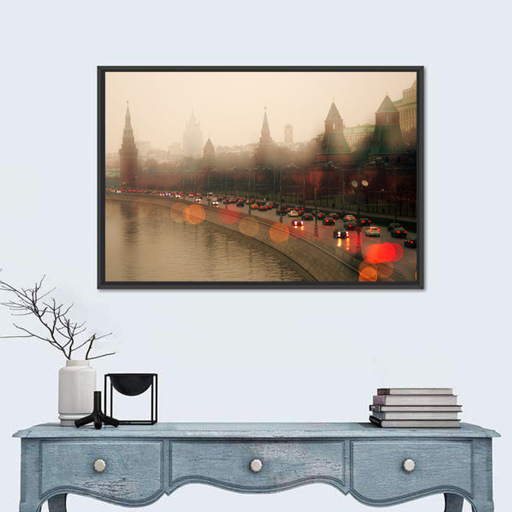 Foggy Moscow Kremlin at Dusk Wall Art