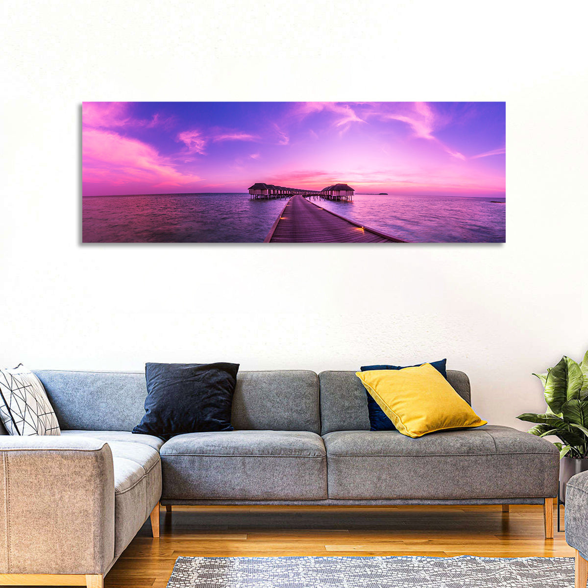 Sunset Pier Overwater Bungalows Wall Art