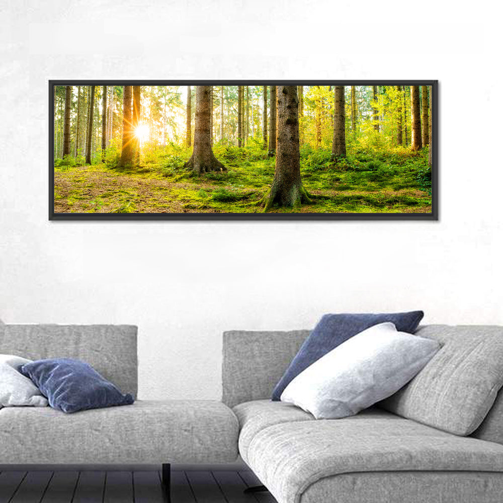 Sunburst Over Mossy Forest Wall Art