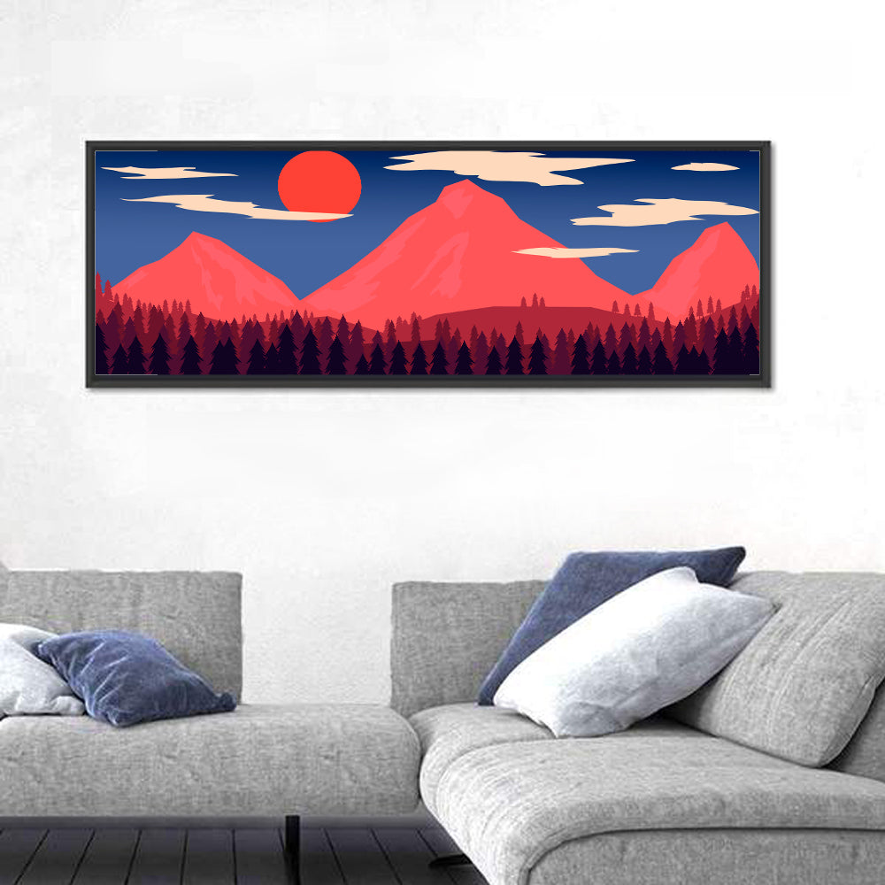 Crimson Sun Over Blue Mountains Wall Art