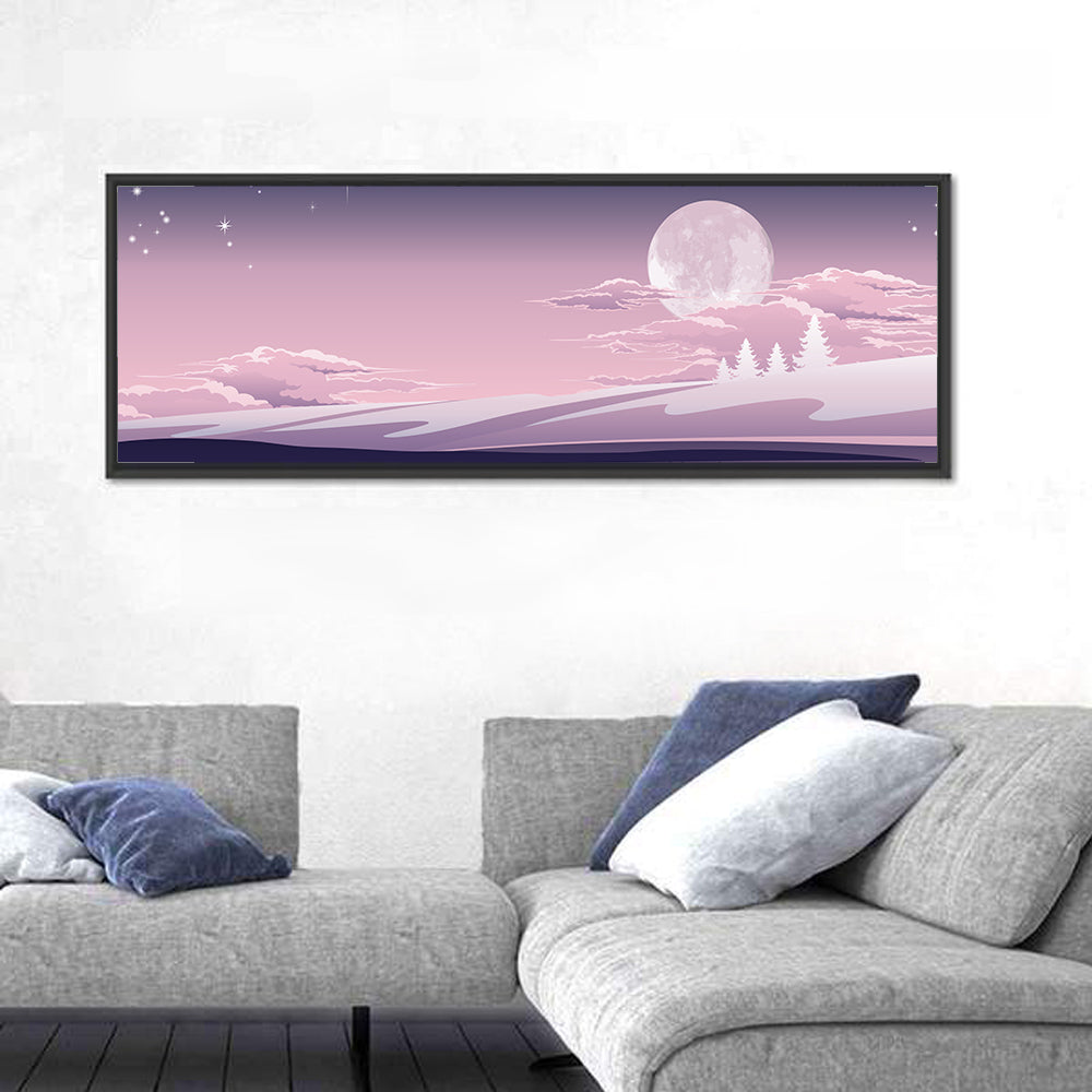 Lavender Moon Winter Landscape Wall Art