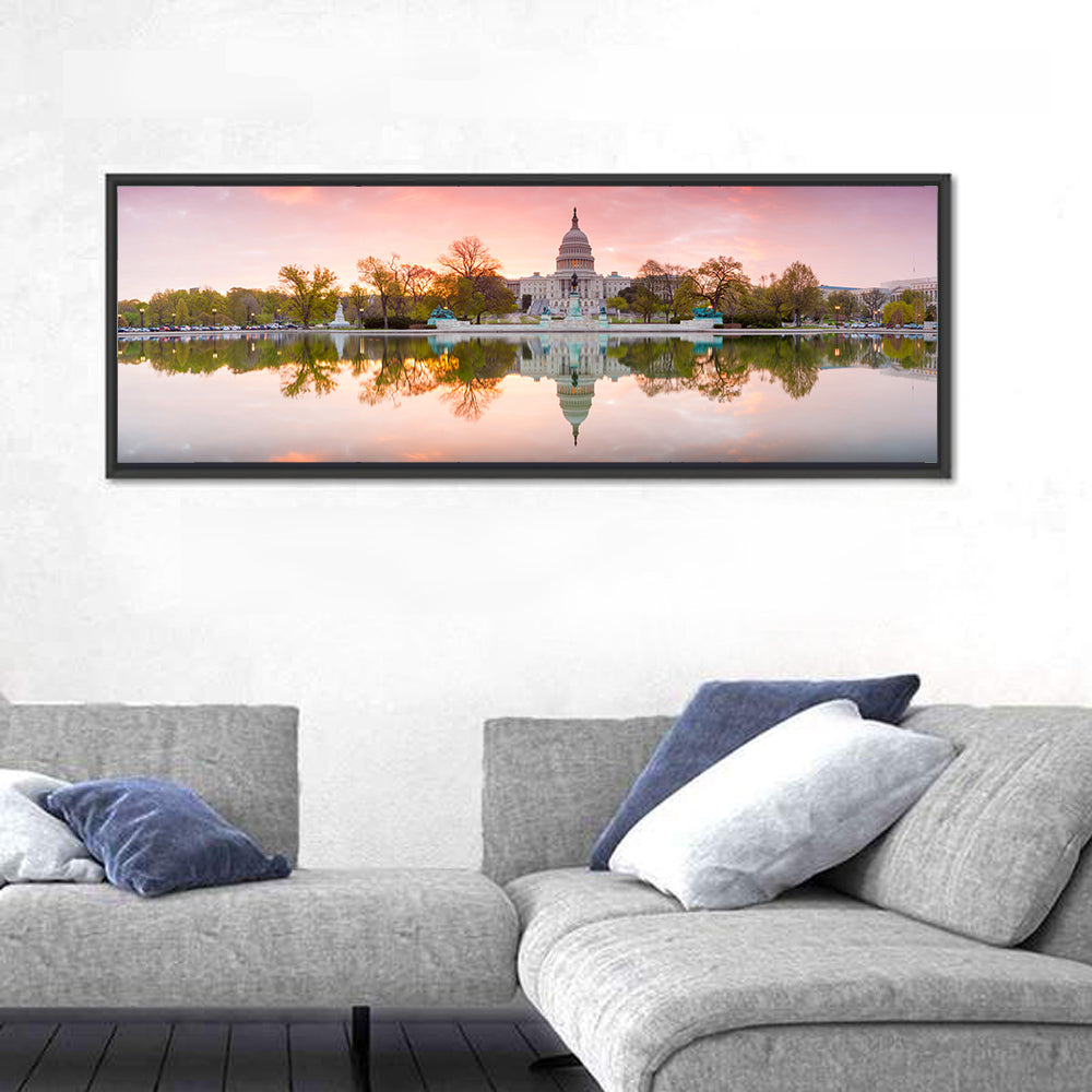 United States Capitol Sunrise Reflection Wall Art