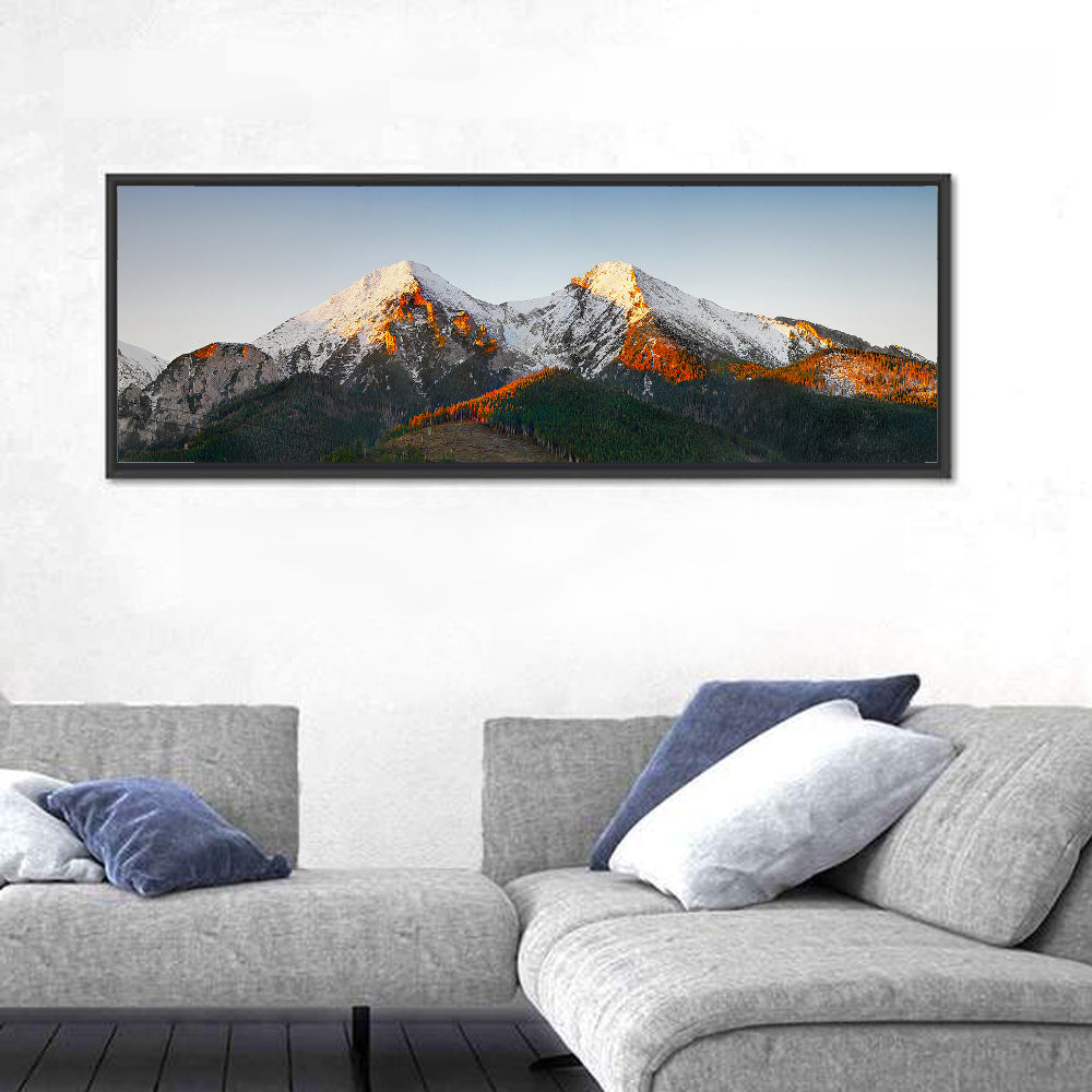 Sunlit Snow Capped Peaks Wall Art