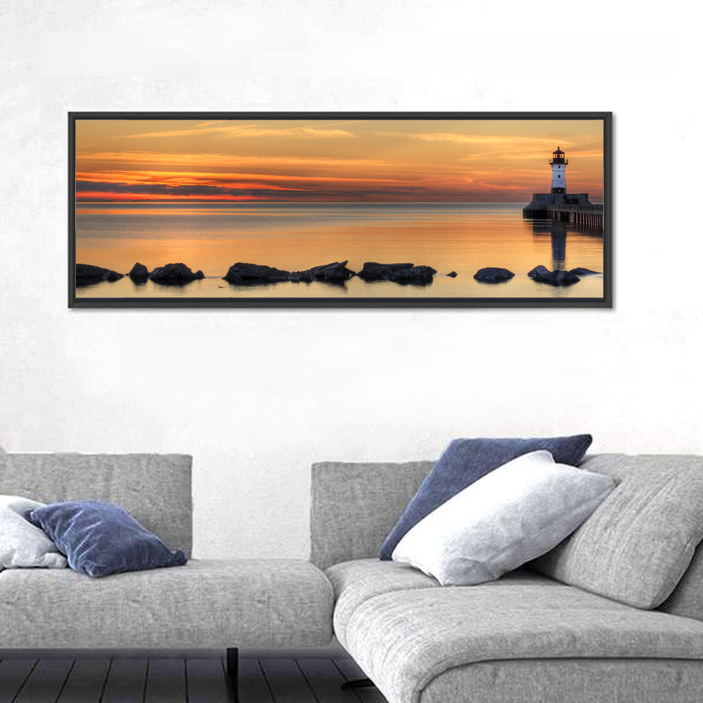 Duluth North Pier Lighthouse Sunset Wall Art