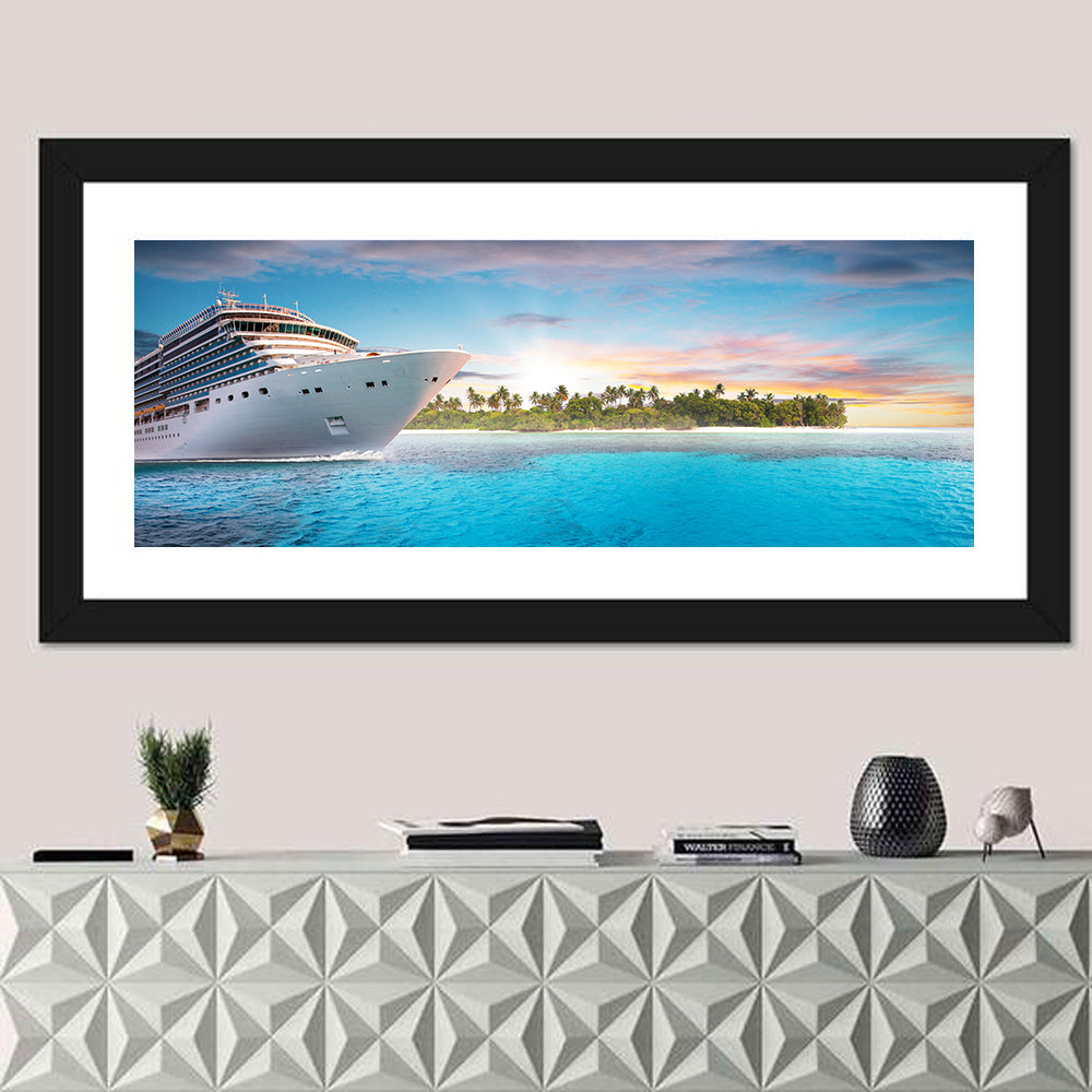 Cruise Ship at Tropical Sunset Wall Art