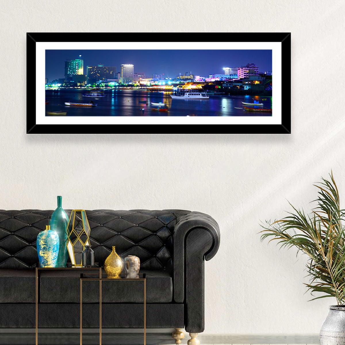 Pattaya Bay Night Skyline Wall Art