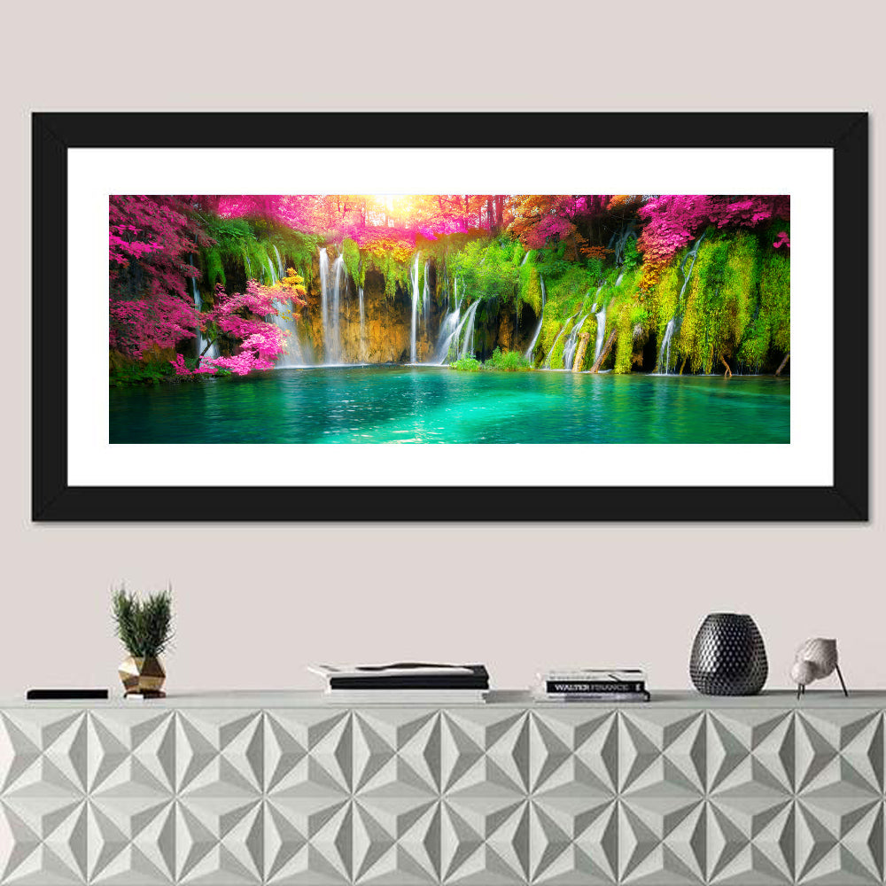 Plitvice Falls in Golden Light Wall Art