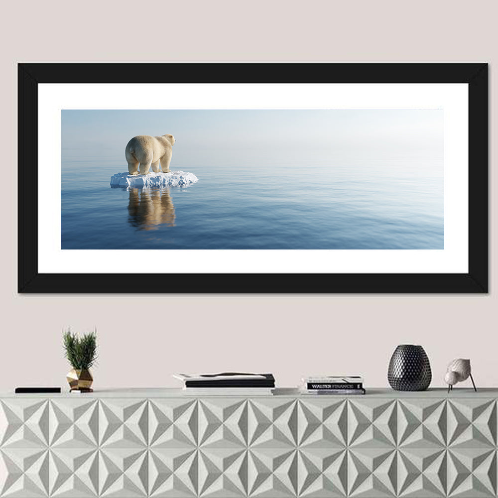 Lone Polar Bear on Ice Floe Wall Art